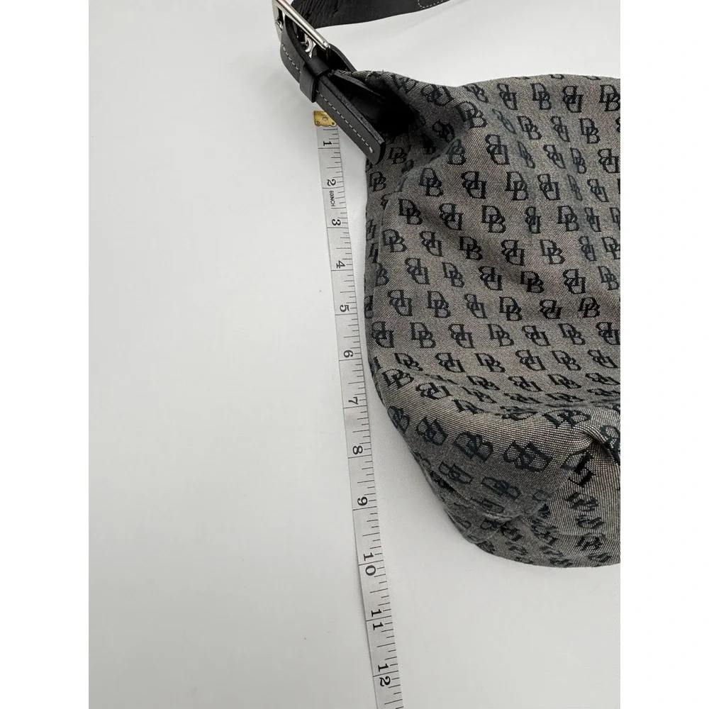Dooney & Bourke DB Monogram Jacquard Hobo Shoulder Bag Black Leather Y2K
